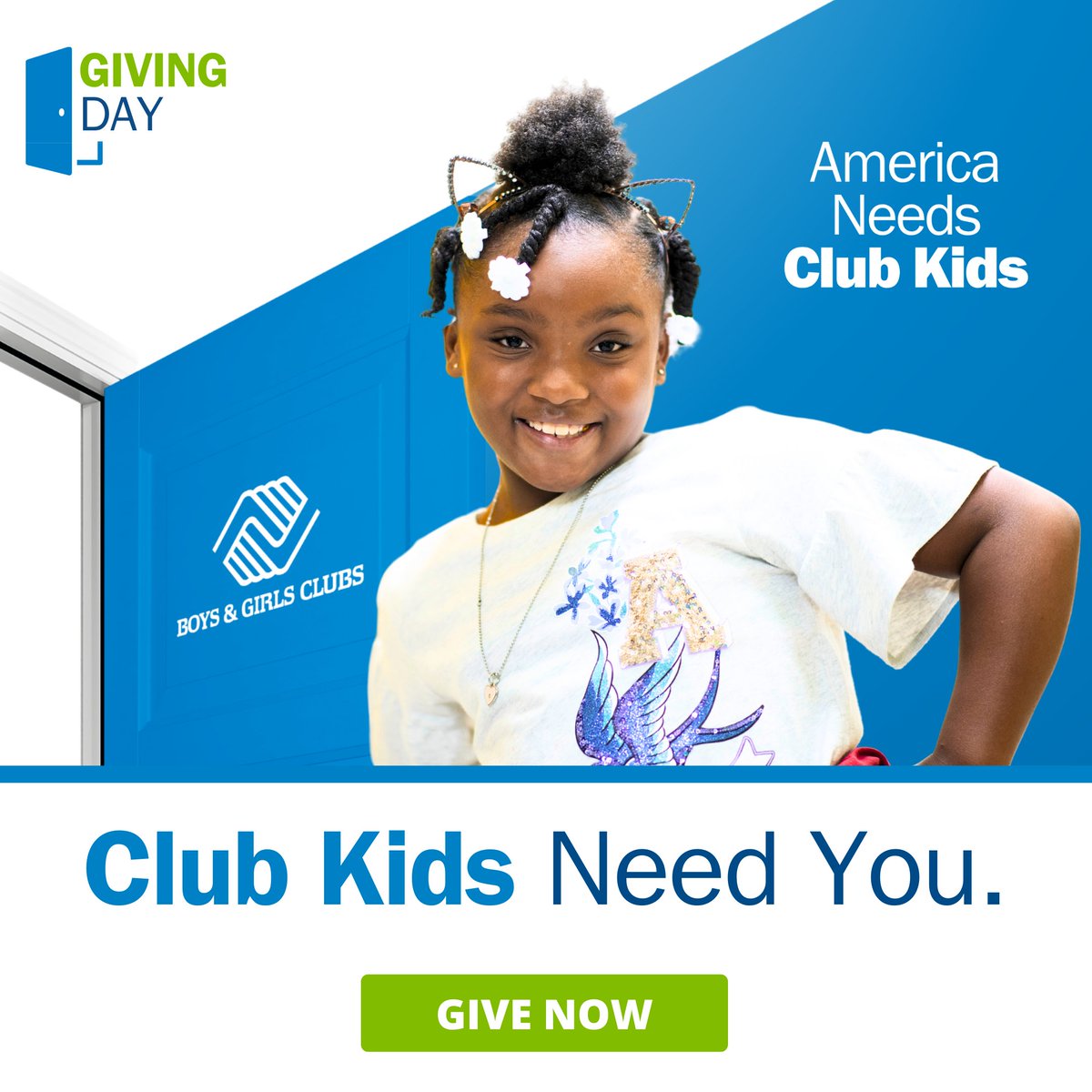 TODAY is Boys &amp; Girls Clubs Giving Day and the official launch of the America Needs Club Kids campaign! 
Club Kids need you! Here’s what you can do:
💰 Donate (bgcgtc.org/donations) 
🔵 Wear blue 
♻️ Share our posts on all social platforms