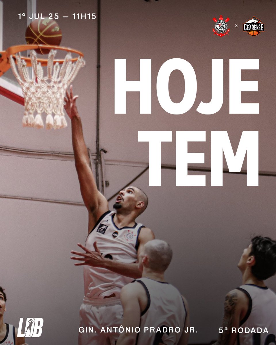 Hoje tem #CorinthiansBasquete na LDB! ⛹🏾‍♂️

O Timão em ótima fase, vai jogar em casa contra o Basquete Cearense!🏴🏳️

🏀 Corinthians 🆚 B. Cearense
🏆 LDB (5ª rodada)
🏟️ Ginásio Antônio Prado Jr
⏰ 11h15 (horário de Brasília)
📺 NBB (YouTube)

#VaiCorinthians