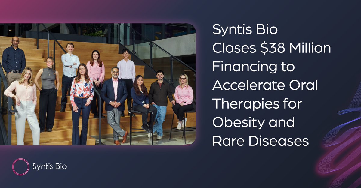 SyntisBio's tweet image. Today we announce a $38 million financing, including a $33M Series A led by Cerberus Ventures. This is an exciting moment for Syntis, accelerating our vision to revolutionize both chronic and #raredisease treatment through safe, effective oral therapies. businesswire.com/news/home/2025…