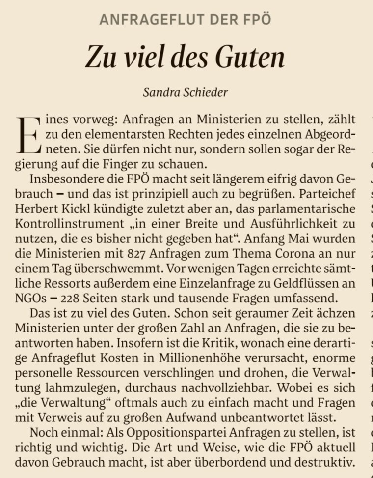 RaderLu's tweet image. So wird Opposition zur Obstruktion.
"Normal" ist das nicht.
(Der Standard)