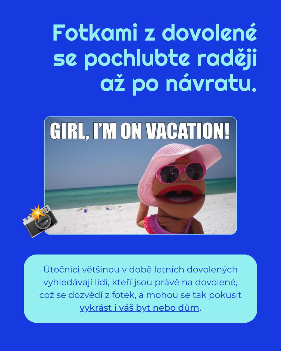 🏖😎 Období letních prázdnin je pro útočníky ideální příležitostí, jak z vás vylákat citlivé údaje. Dali jsme dohromady pár základních tipů, jak se chránit nejen na dovolené.