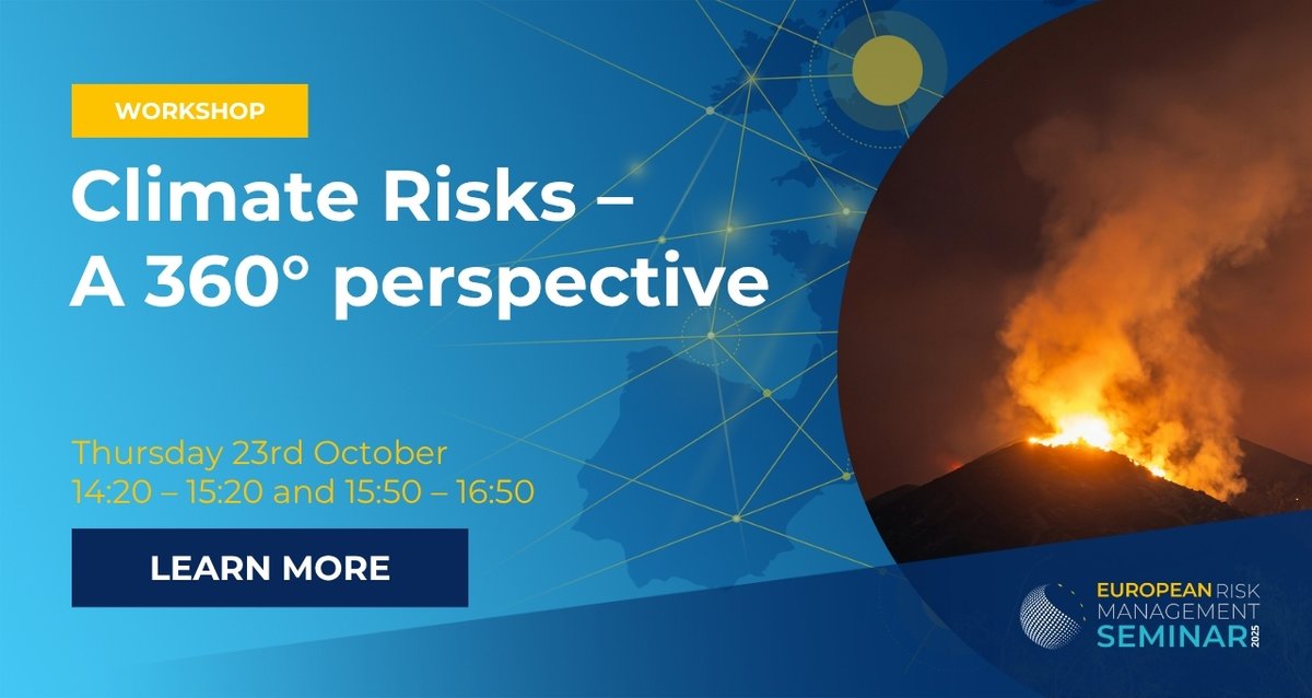 Our upcoming #FERMASeminar workshop: ‘Climate Risks – A 360° Perspective’ will offer a holistic look at climate risks - exploring best practices, strategic insights, and how risk managers can help their organisations stay resilient. Learn more: ow.ly/Ku4l50Wj1ro #FERMA