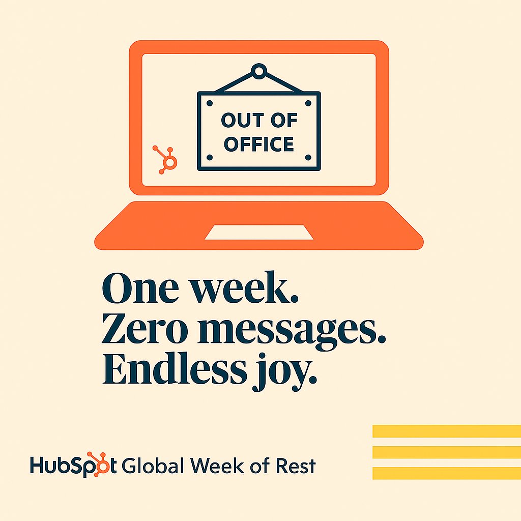 vpodk's tweet image. It&apos;s time for the @HubSpot Global Week of Rest! From July 1-7, our team is taking a shared pause to step back and recharge. The magic is in everyone disconnecting together -- so we can all return refreshed with less email and Slack to catch up on. ✨ #HubSpotLife #WeekOfRest