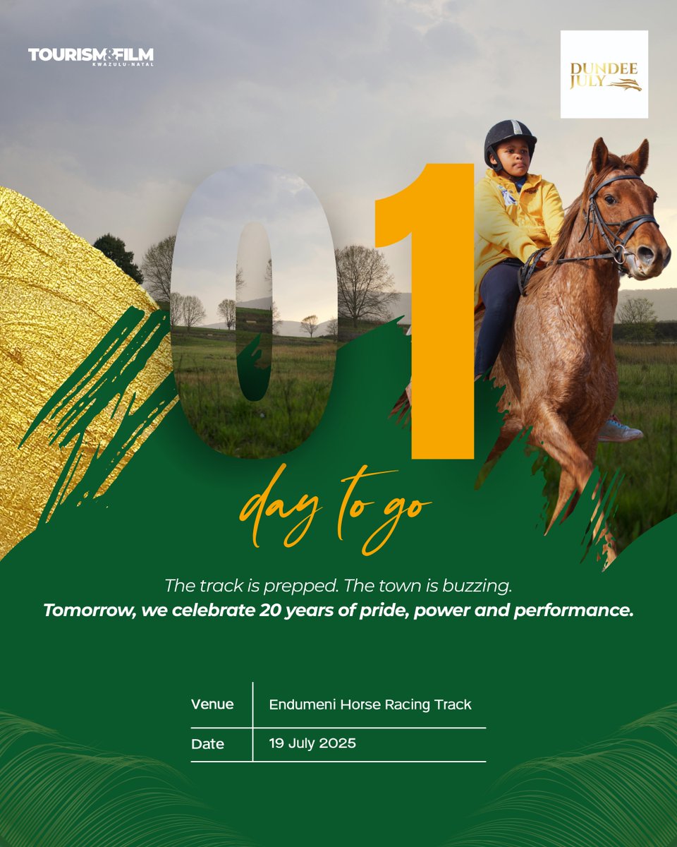 🏇 All roads lead to Endumeni!
Tomorrow, we don’t just witness a race – we honour a 20-year journey of transformation, tradition, and triumph. Let’s ride into history together. #DundeeJuly2025 #VisitKZN