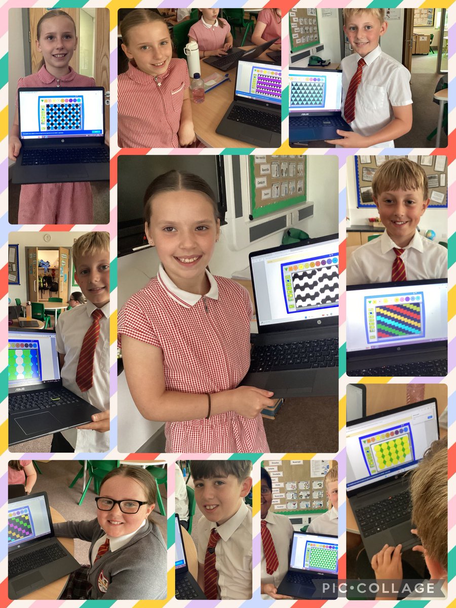 Next, we used tessellation creator on the NCTM website to create some digital tessellation artwork using regular polygons #greatsankeymaths #TCATPrimaryMaths