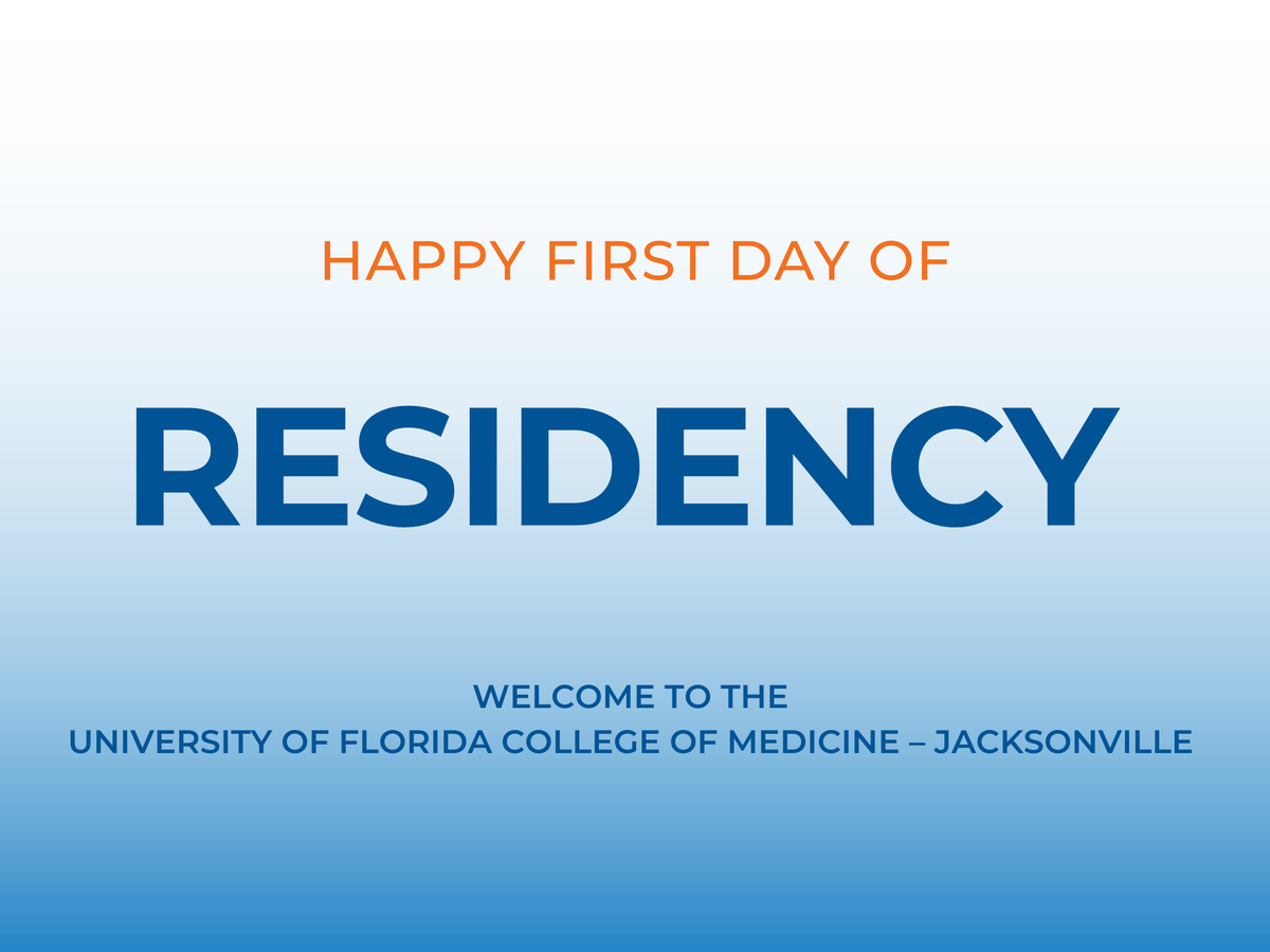 UFMedicineJax's tweet image. Welcome to our new resident class! Your future is bright and we can’t wait to see what you will achieve during your time here. Follow along throughout the day as we spotlight residents as they begin the next chapter of their medical education.