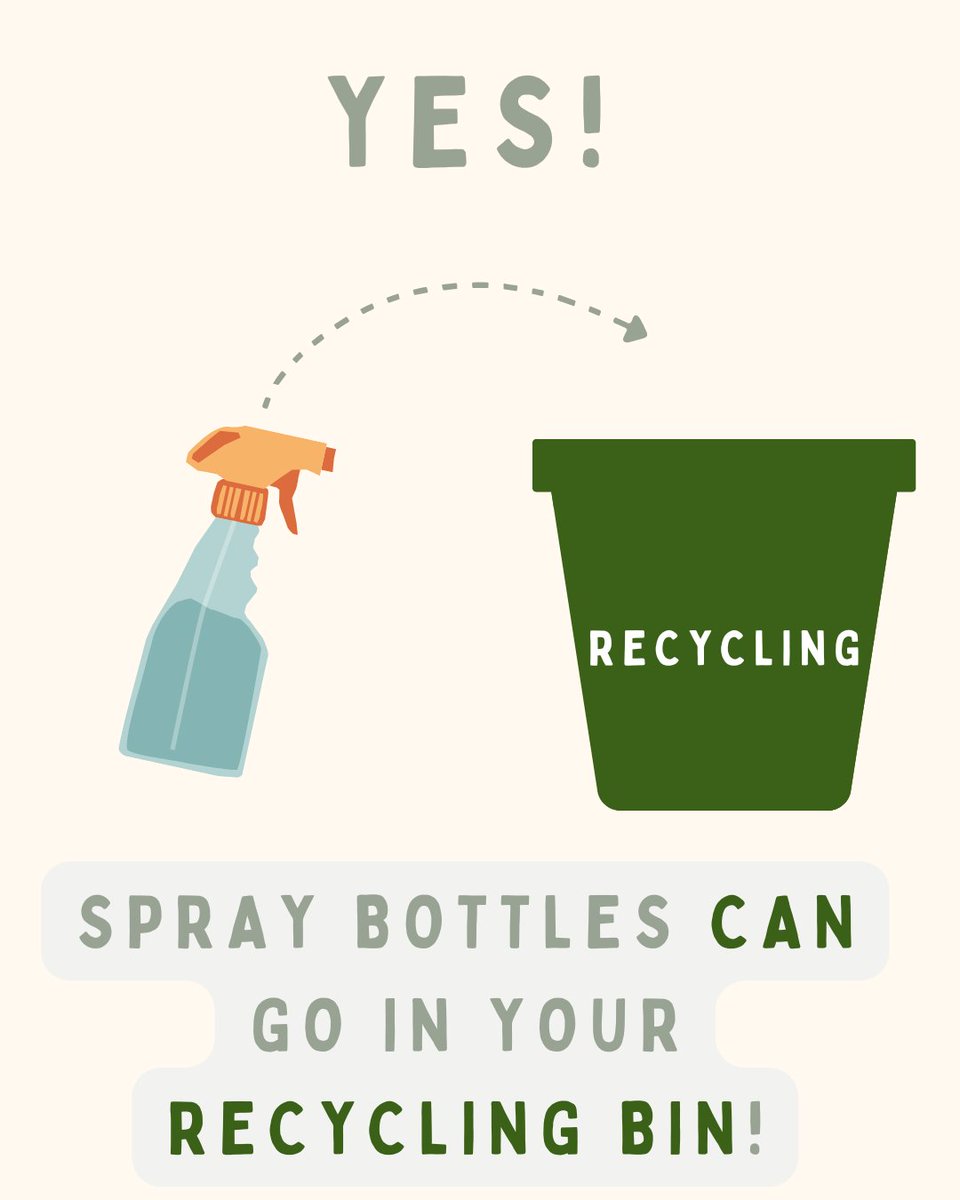RecycleHants's tweet image. 💡 Empty spray bottles? Don’t toss them!
They’re recyclable ✅ — just give them a quick rinse & leave to dry before popping them in your recycling bin
#HampshireRecycles