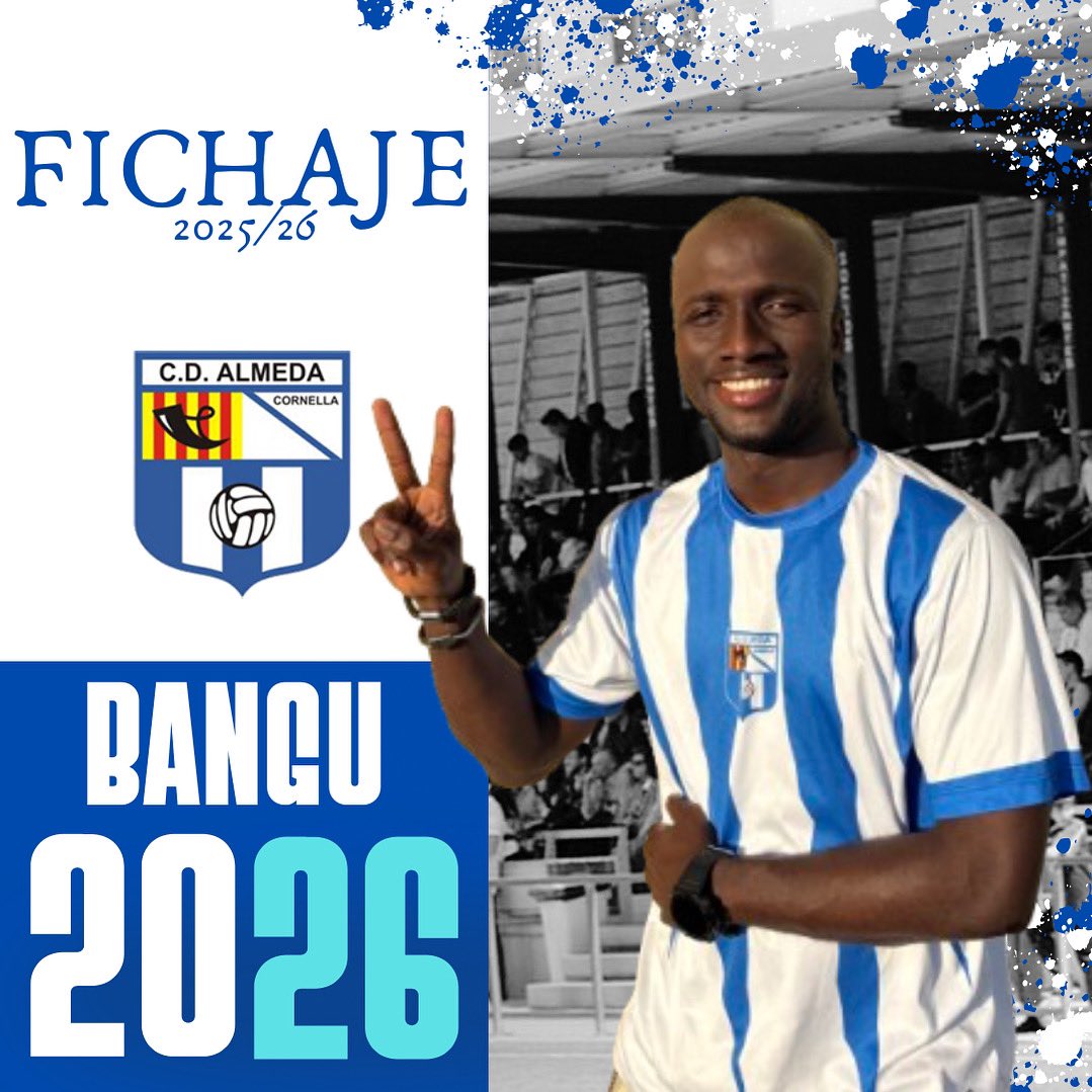 CD ALMEDA (@cd_almeda) on Twitter photo ⚽️ Y llega para reforzar la delantera, Bangu (<a href="/bangu_9/">Hassimiou Bangoura</a> ), delantero procedente del @cfaespluguenc, y con bastante experiencia en Tercera Catalana.
⚽️ En 44 partidos de titular, ha anotado 36 goles. ⚽️ Y llega para reforzar la delantera, Bangu (<a href="/bangu_9/">Hassimiou Bangoura</a> ), delantero procedente del @cfaespluguenc, y con bastante experiencia en Tercera Catalana.
⚽️ En 44 partidos de titular, ha anotado 36 goles.