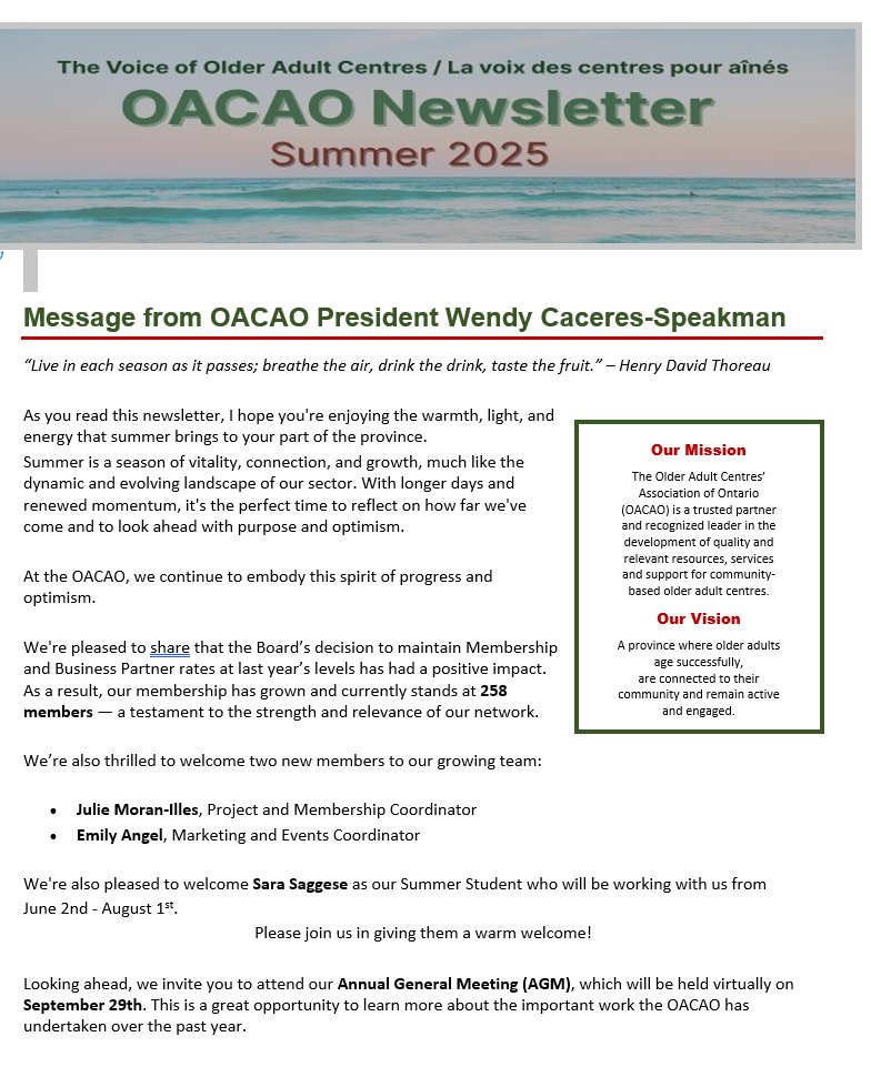 TheOACAO's tweet image. ๐ Happy Canada Day!
Our office is closed today as we celebrate this beautiful country.
๐ฌ The OACAO Summer Newsletter is out nowโcheck it out!
๐ oacao.org/about/newslettโฆ
#CanadaDay #OACAO #OntarioSeniors #HealthyAging