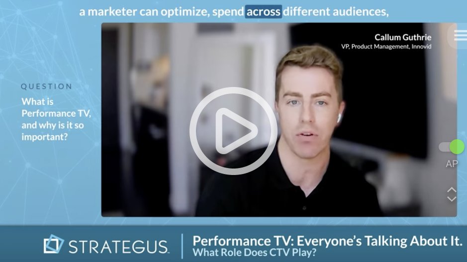 Watch <a href="/Strateg_us/">Strategus</a>'s recent webinar, where Innovid's Callum Guthrie joined leading ad tech executives for an insightful conversation introducing performance TV, the current state of the industry, and what the future holds.

Watch now: youtube.com/watch?v=5vvOh1… #AdTech #CTV