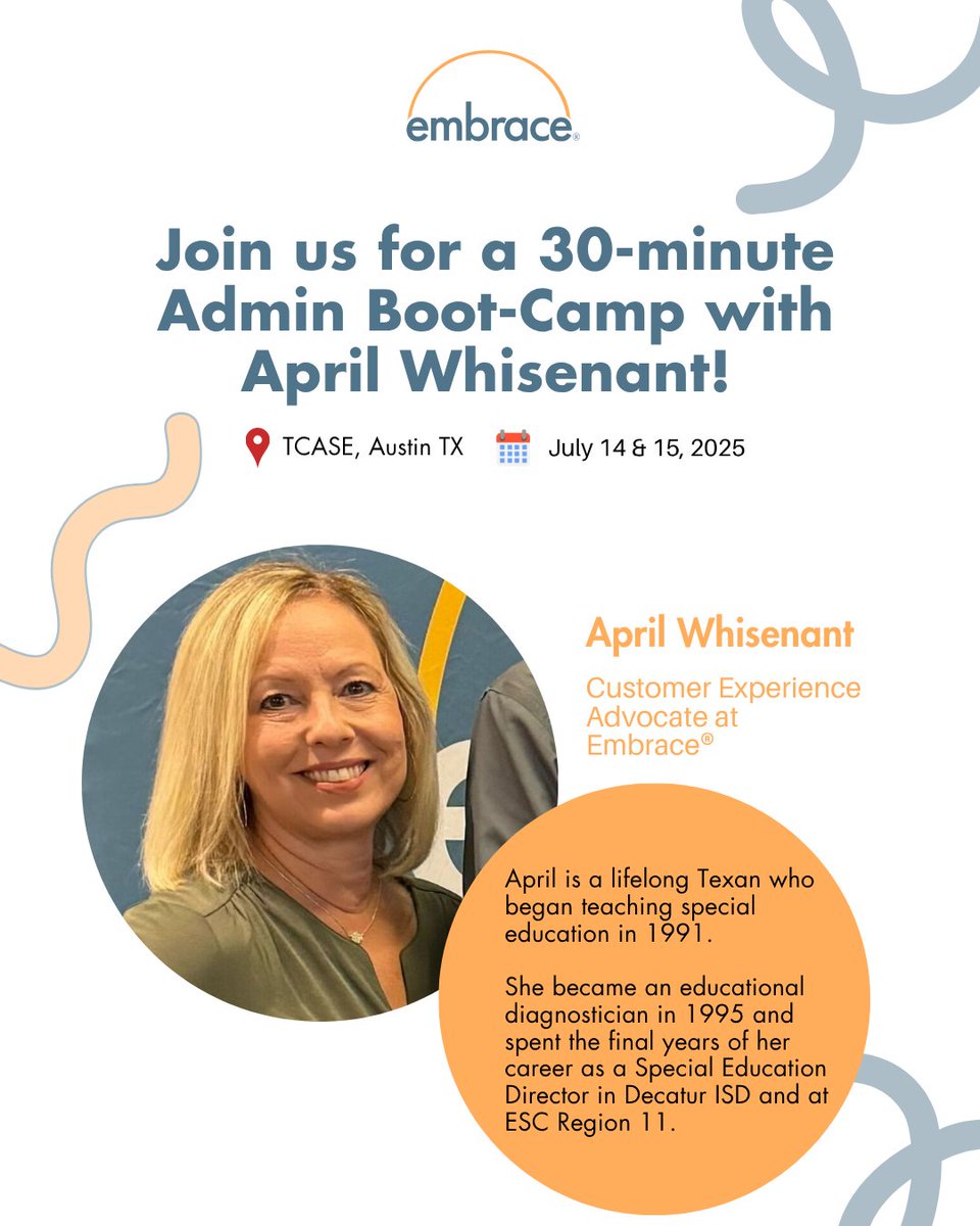 Only at TCASE 2025 — if you're a new Embrace® administrative user or just need a refresher on what your admin privileges allow you to do, this session is for you!

Join us for a 30-minute Admin Boot Camp to learn all about what you can manage within the platform!