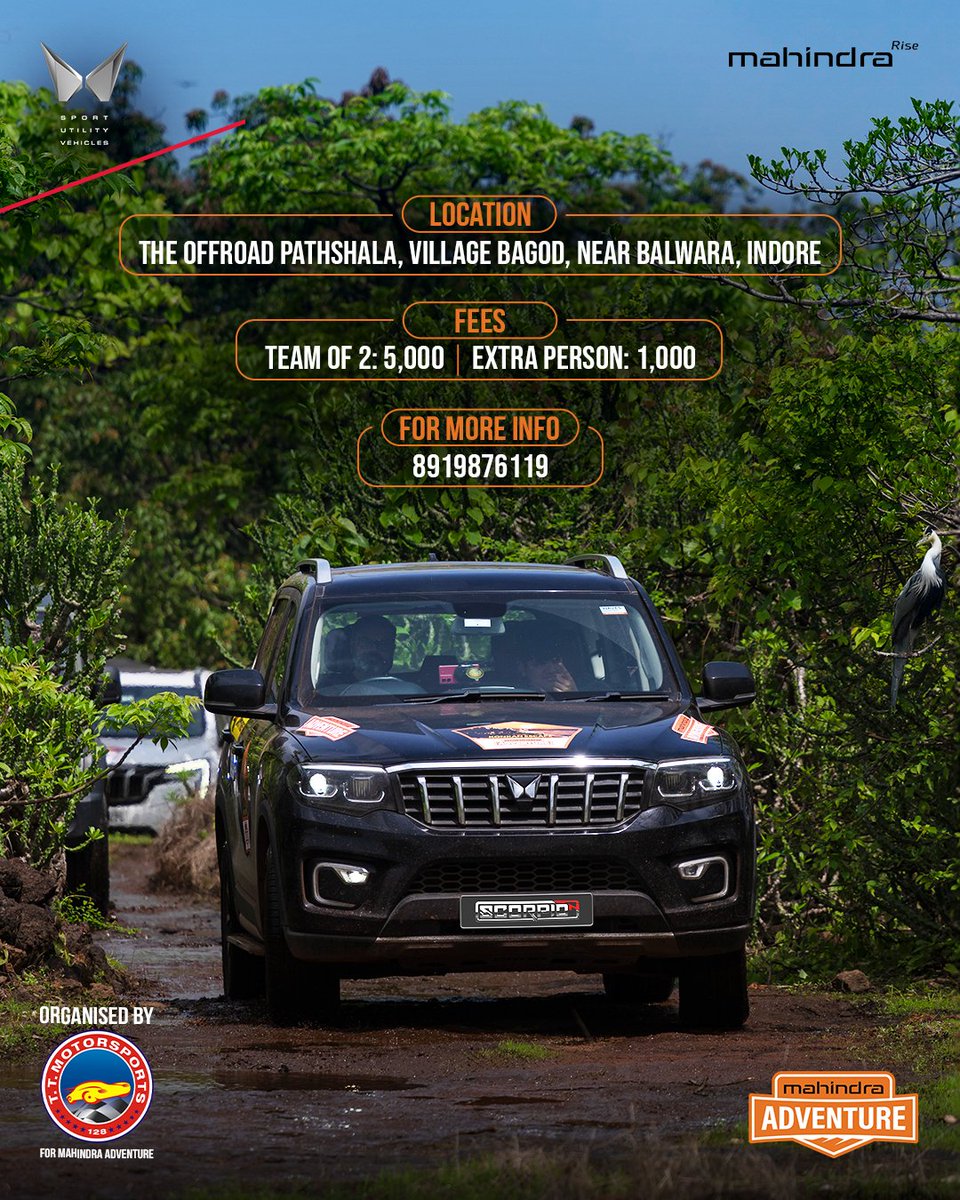 Ready for an off-roading challenge that'll have you talking for months? 
Then #GreatEscapeIndore is where you need to be.

Book now. Link in bio.

#MahindraAdventure #Adventure #4x4 #offroading #Indore #MadhyaPradesh