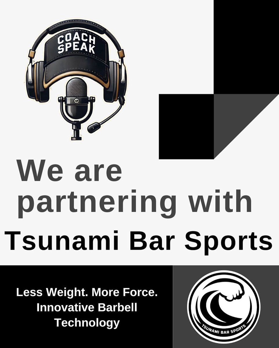 coachspeak_pod's tweet image. We’re excited to team up with @tsunamibars
The leader in innovative barbell technology built for real results. 🌊💪🏽
Their cutting-edge barbell technology is helping coaches and athletes unlock new levels of performance.
Proud to align with a brand that’s pushing the future of…