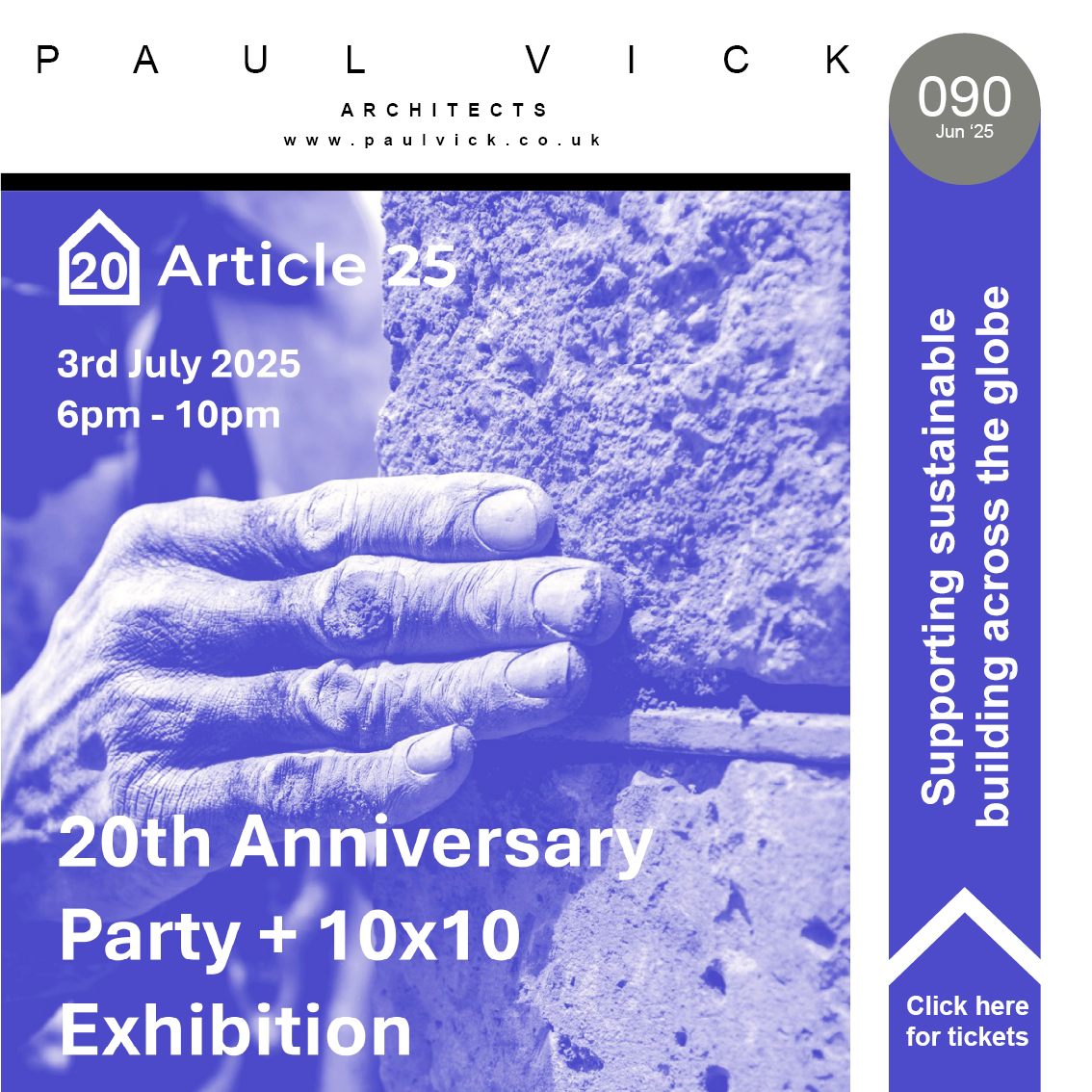 An evening of art, music, and reflection. Architects, artists and changemakers are brought together to celebrate 20 years of creating humanitarian architecture to raise money for Article 25 to help fund resilient and sustainable buildings in over 35 countries.