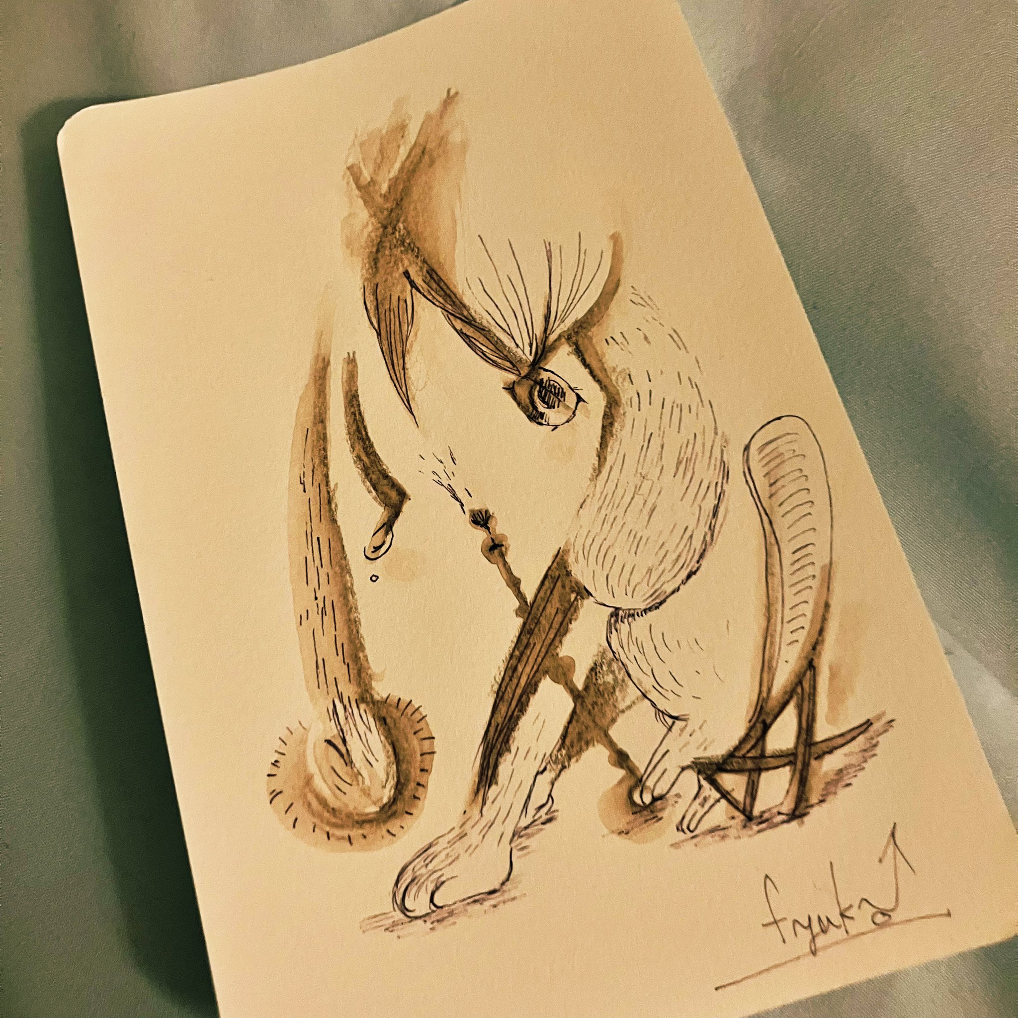 ✨ 抽象的な水彩+鉛筆画 フレーム付き