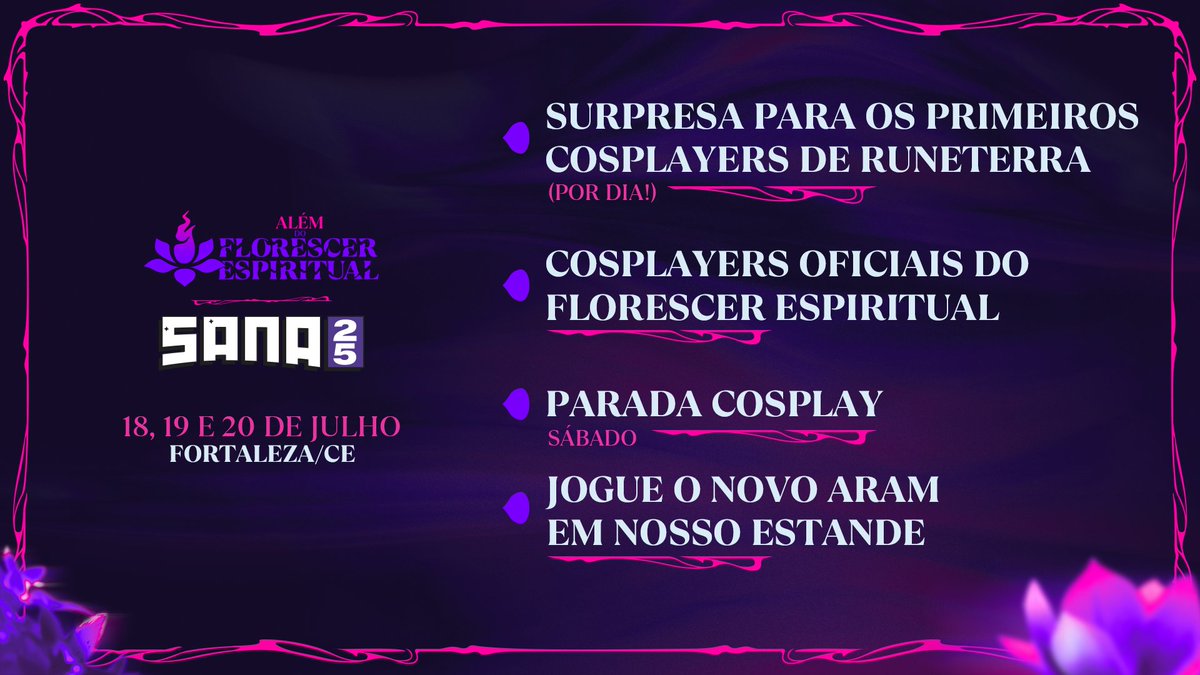 Os caminhos do Florescer Espiritual estão chegando ao SANA 2025!
Nosso estande estará cheio de surpresas e presenças especiais esperando por você. 👊
Nos vemos nos dias 18, 19 e 20 de julho, em Fortaleza!