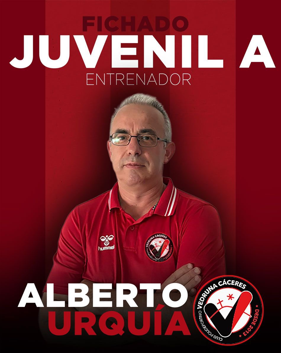🔴⚫ ¡Alberto Urquía es el nuevo entrenador del Juvenil A del CP Vedruna! ⚫🔴                                                     
Natural de Coria y nacido en San Sebastián. Dirigió al CD Coria en 2ª RFEF. Más de 20 años de experiencia en el futbol base💪⚽ ¡Bienvenido, míster!