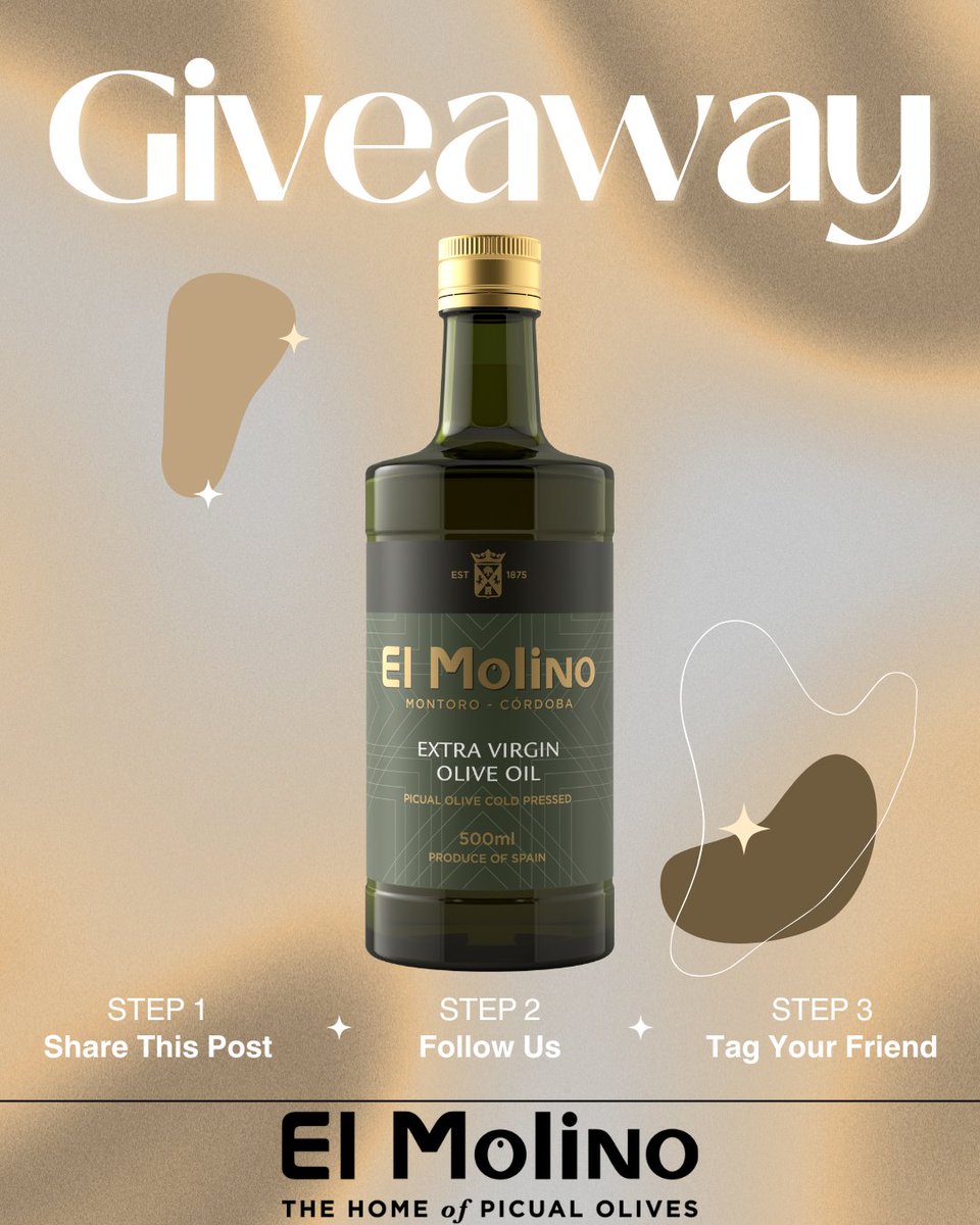 ✨ GIVEAWAY TIME! ✨
Want to win a bottle of our El Molino Extra Virgin Olive Oil for FREE? 💚

Here’s how to enter:

#Giveaway #OliveOil #ElMolino #EVOO #FoodieFavourites #PremiumOliveOil #TasteOfAndalusia #UKFoodies #SpanishFlavours #ukgiveaway #giveawayuk