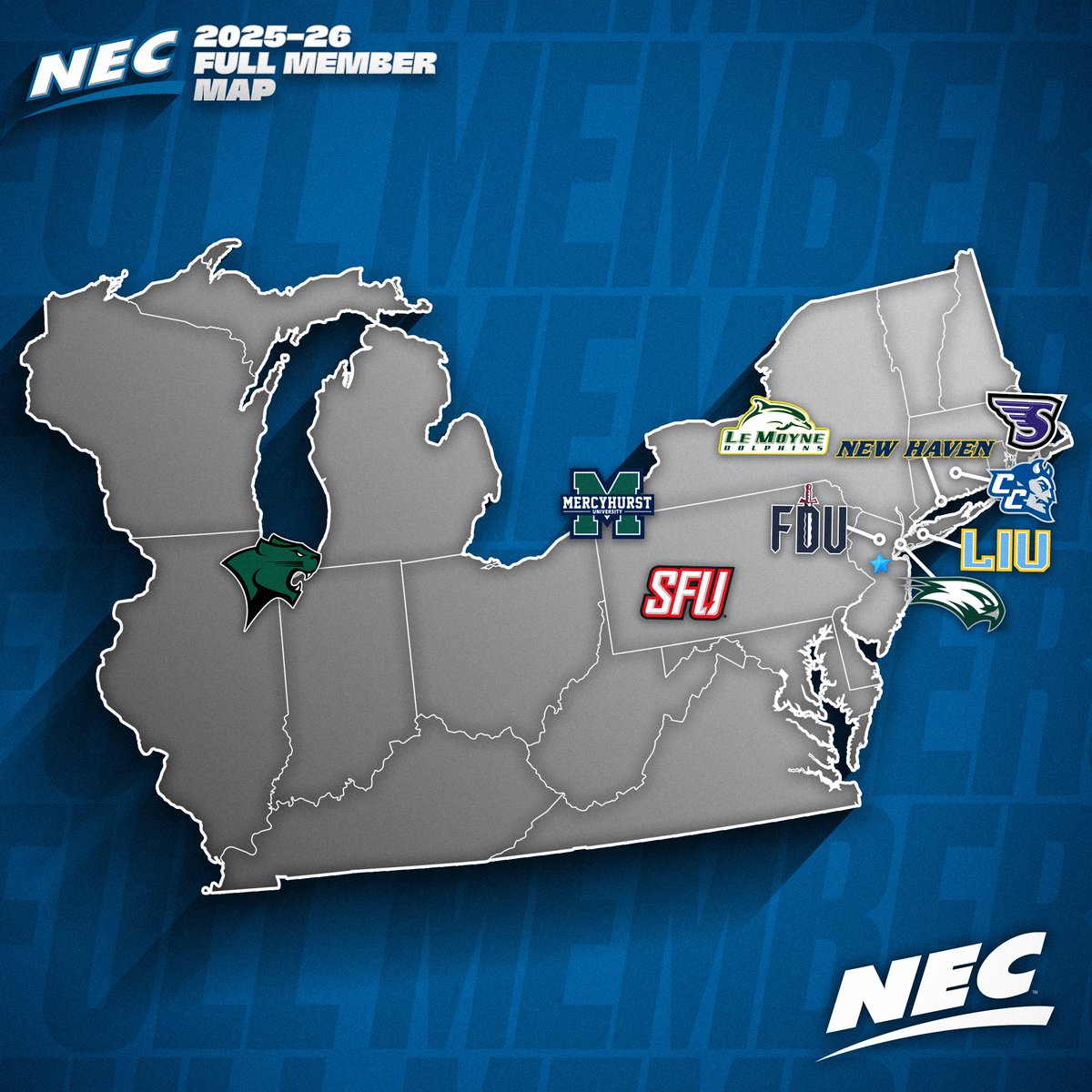 NECsports's tweet image. New Year. ๐ฅณ
New Geographical Footprint. ๐ฃ
๐ Say hello to the 2025-26 NEC.