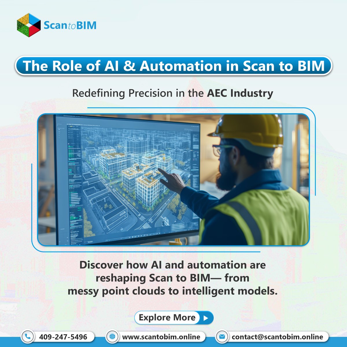 scantobimonline's tweet photo. AI is changing Scan to BIM for the better.
Faster modeling, fewer errors, smarter workflows.
From auto-detecting elements to improving QA/QC - automation boosts speed and precision.
Ready to model the future? โ https://t.co/vZhyYqboEs
#ScanToBIM #AIinAEC #BIMModeling #AEC https://t.co/qkytim7Ctm