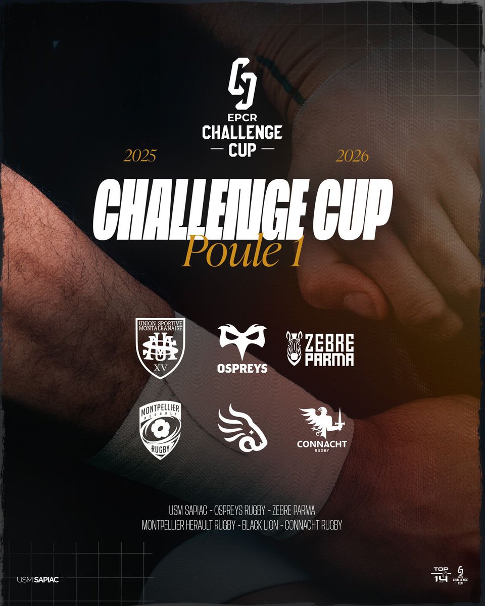 𝐌𝐎𝐍𝐓𝐀𝐔𝐁𝐀𝐍 𝐂𝐎𝐔𝐏𝐄 𝐃'𝐄𝐔𝐑𝐎𝐏𝐄 🇪🇺

Sapiac se retrouve dans la Poule 1 de l' pour son retour en 𝐂𝐎𝐔𝐏𝐄 𝐃'𝐄𝐔𝐑𝐎𝐏𝐄!

<a href="/connachtrugby/">Connacht Rugby</a>  🇮🇪
<a href="/ZebreParma/">Zebre Parma 🦓</a> 🇮🇹
<a href="/BlackLionRugby/">Black Lion . შავი ლომი 🏉</a> 🇬🇪
<a href="/ospreys/">Ospreys</a> 🏴󠁧󠁢󠁷󠁬󠁳󠁿
<a href="/MHR_officiel/">Montpellier Rugby</a>  🇫🇷

RDV plus tard pour le calendrier des rencontres!