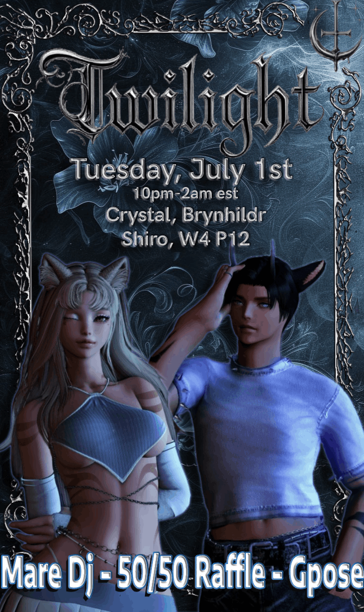 Come join us for Twilight tonight!

With Dj Prismatic <a href="/prismaticxiv/">𝚙𝚛𝚒𝚜𝚖𝚊𝚝𝚒𝚌</a> 

#ffxivclub