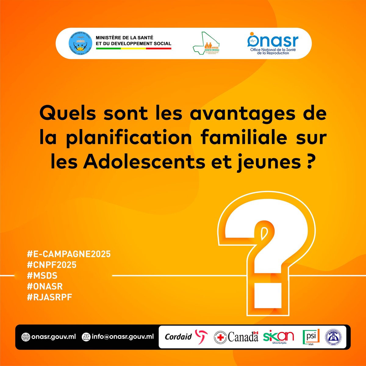 RJASRPFMALI's tweet photo. Q4: Quels sont les avantages de la planification familiale sur les adolescents et jeunes ? 

#E-CAMPAGNE2025 
#CNPF2025
#MSDS 
#ONASR 
#RJASRPF https://t.co/MB4xf6D7X4