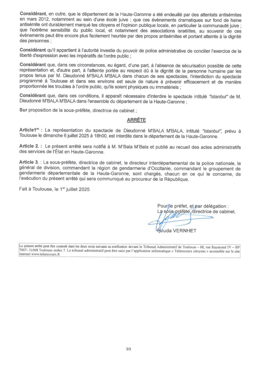 MbalaDieudo's tweet image. Nouvel arrêté!La persécution continue malgré des décisions de justice qui suspendent systématiquement ce genre d’arrêtés jugés illégaux.Je serai donc à Lyon,Toulouse et Montpellier ce week-end!La mafia au pouvoir est en panique, on va se marrer dieudosphere.com