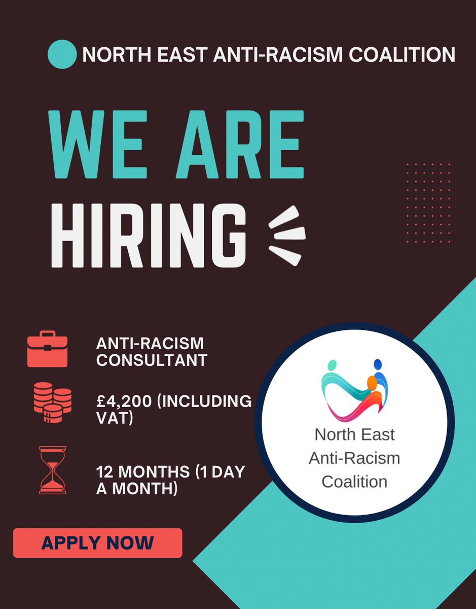 We’re looking for a freelance consultant to design and lead two peer learning cohorts over the next 12 months.

We’re offering a fixed fee of £4,200 (incl. VAT) for this flexible role, estimated at 1 day per month (prep + delivery).

northeastantiracism.org.uk/jobs/
...

#NEARC #Jobs