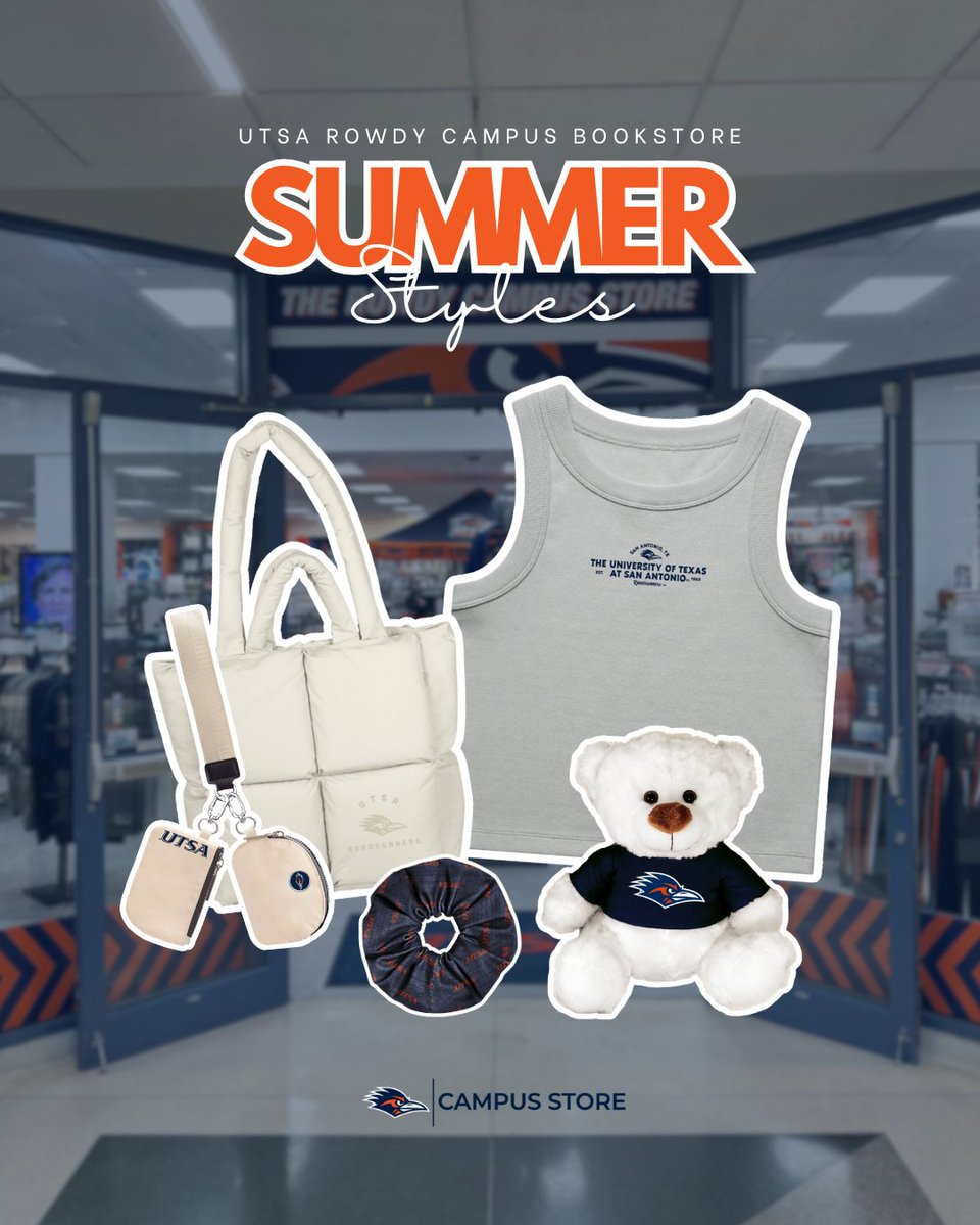UTSACampusSrvcs's tweet image. Subtle. Simple. Still Rowdy. UTSA essentials to match your minimalist aesthetic — only at the Rowdy Campus Bookstore.
#UTSA #UTSACampusServices #RowdyCampusBookstore