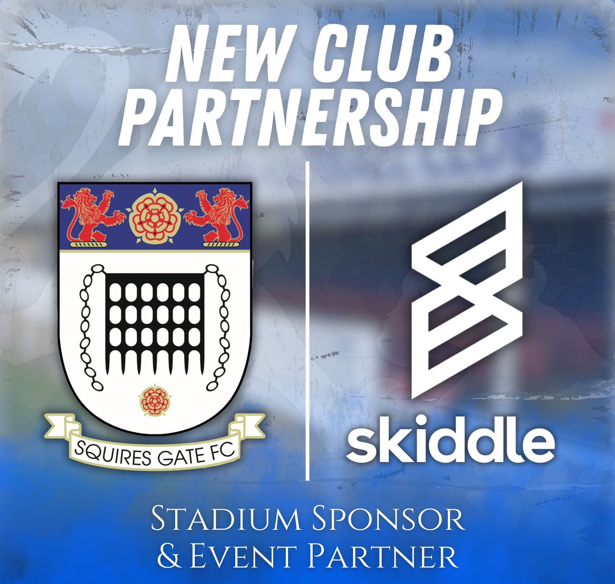 🚨 𝗡𝗲𝘄 𝗖𝗹𝘂𝗯 𝗣𝗮𝗿𝘁𝗻𝗲𝗿𝘀𝗵𝗶𝗽: 𝗦𝗸𝗶𝗱𝗱𝗹𝗲

Squires Gate FC is thrilled to announce an exciting new partnership with National ticketing company <a href="/skiddle/">Skiddle</a>.

🏟️ This will see Skiddle become the club’s primary Stadium Sponsor, with the ground now named 𝗧𝗵𝗲