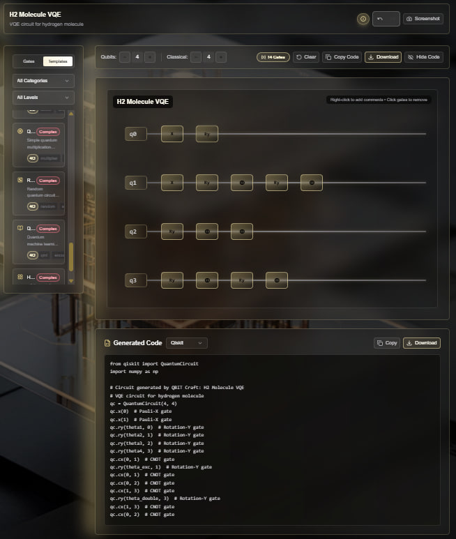 QBIT Craft’s visual editor lets anyone design quantum circuits and export real code.

It’s an easy-to-use tool that helps people explore quantum technology and build new ideas without needing to be a coding expert.