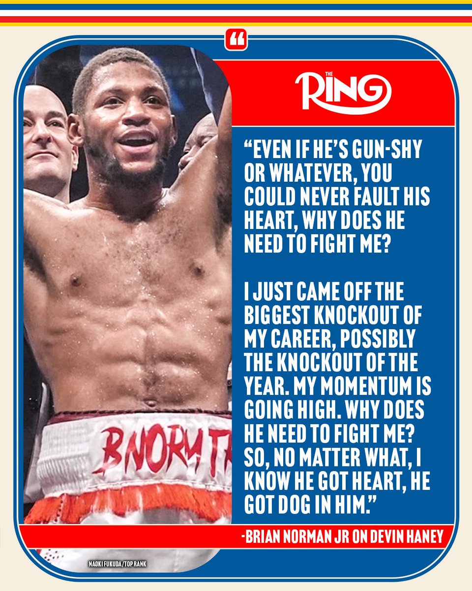 ringmagazine's tweet image. Brian Norman Jr tells The Ring that you can never fault Devin Haney’s heart as the pair collide for Norman Jr’s WBO welterweight world title in November.