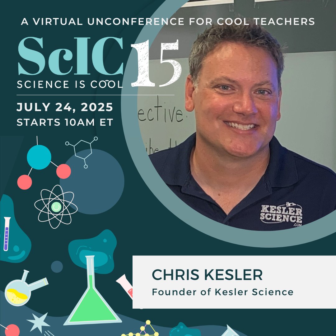 Who’s ready for SCIC 15! Join us for another speaker event with Chris Kesler @keslerscience founder of Kesler Science 🧪

SCIC15 is an event is all about demystifying science instruction and reigniting your passion for teaching.
 hubs.ly/Q03t-5220