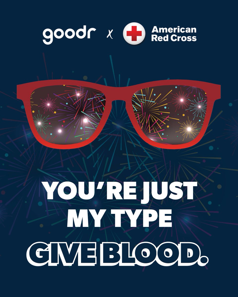 mnredcross's tweet image. Here’s to the red, white and YOU! Come to give blood July 1-14 for an exclusive pair of Red Cross x goodr sunglasses, while they last! Don’t forget to take a star-spangled selfie in your new customizable shades to help inspire others! Be a holiday hero: rcblood.org/40dHHw4