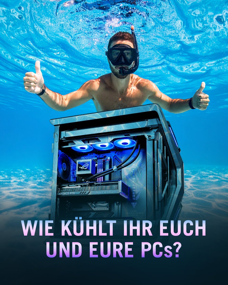 asusrogde's tweet photo. 🔥☀️ 35 Grad im Schatten und die Hitze knallt – trotzdem zocken wir weiter!
Wie haltet ihr euch und eure PCs kühl? Schreibt eure #CoolingHacks in die Kommentare. 🥽🏝️
#ASUSROGDE #ROG #GamingPC #SommerHitze #StayCool #SummerGaming #HotOutside #CoolDown https://t.co/qJMZRKZ1OY