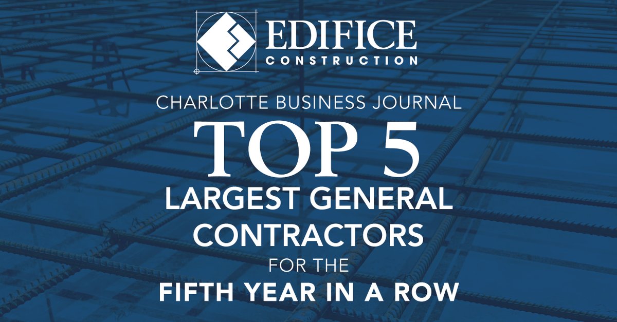 For the fifth year in a row, Edifice Construction is in the Top 5 of the @CBJNewsroom 's Largest General Contractors.  Over the last five years, how has Edifice created an exceptional experience for you?

See the full list here - bizjournals.com/charlotte/subs…