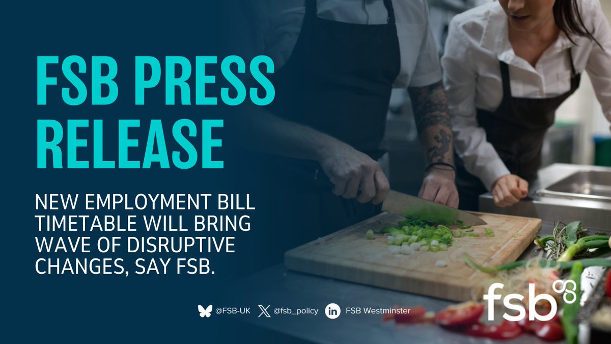 The Government’s roadmap setting out how it will deliver its new package of additional employment legislation through Make Work Pay, announced today, will bring a wave of disruption for small businesses.

Read our full release ⤵️

🔗 fsb.org.uk/media-centre/p…