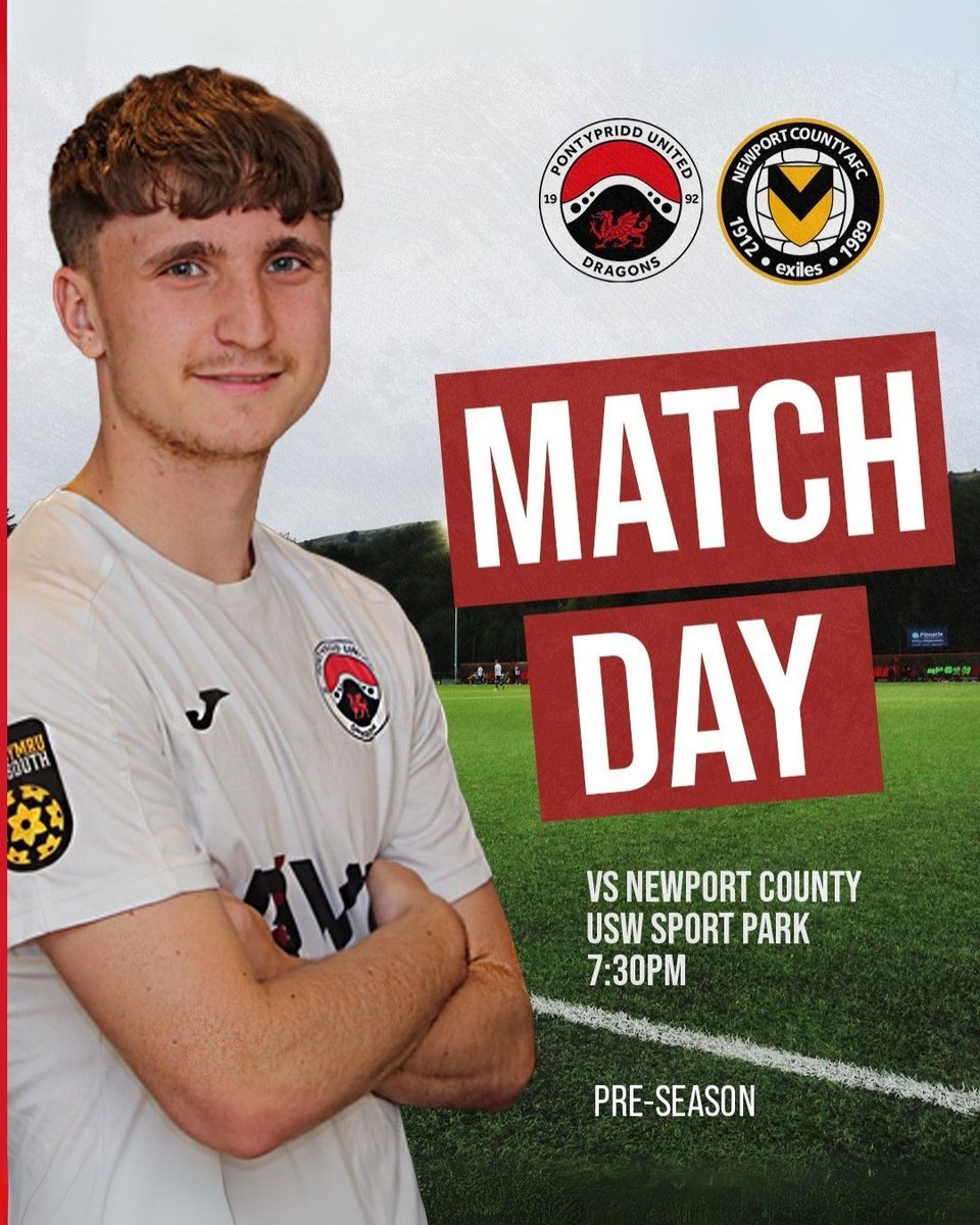 𝐌𝐀𝐓𝐂𝐇 𝐃𝐀𝐘 ⚽️

Pontypridd United 🆚 <a href="/NewportCounty/">Newport County AFC</a>

📅 Tuesday 1st July
⏰ 7:30PM
🏟 USW Sport Park
📍 CF37 5UP

🎨 <a href="/RhysJames_Sport/">Rhys</a>

Tickets: buff.ly/Puzez8I

#OneClub #WeAreUnited