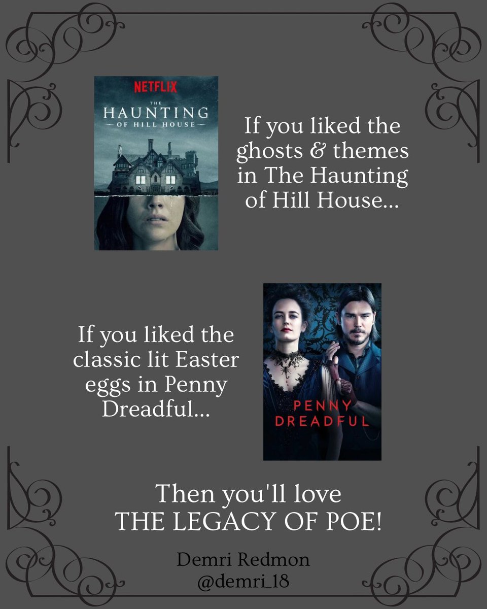 Demri_18's tweet image. Here is Part 2 of my little social media series!
If you liked these books, movies, & TV shows, then you’ll love my debut novel, THE LEGACY OF POE!
Coming from Roan & Weatherford in Fall 2026!
#2026books #HorrorCommunity #AuthorsLife