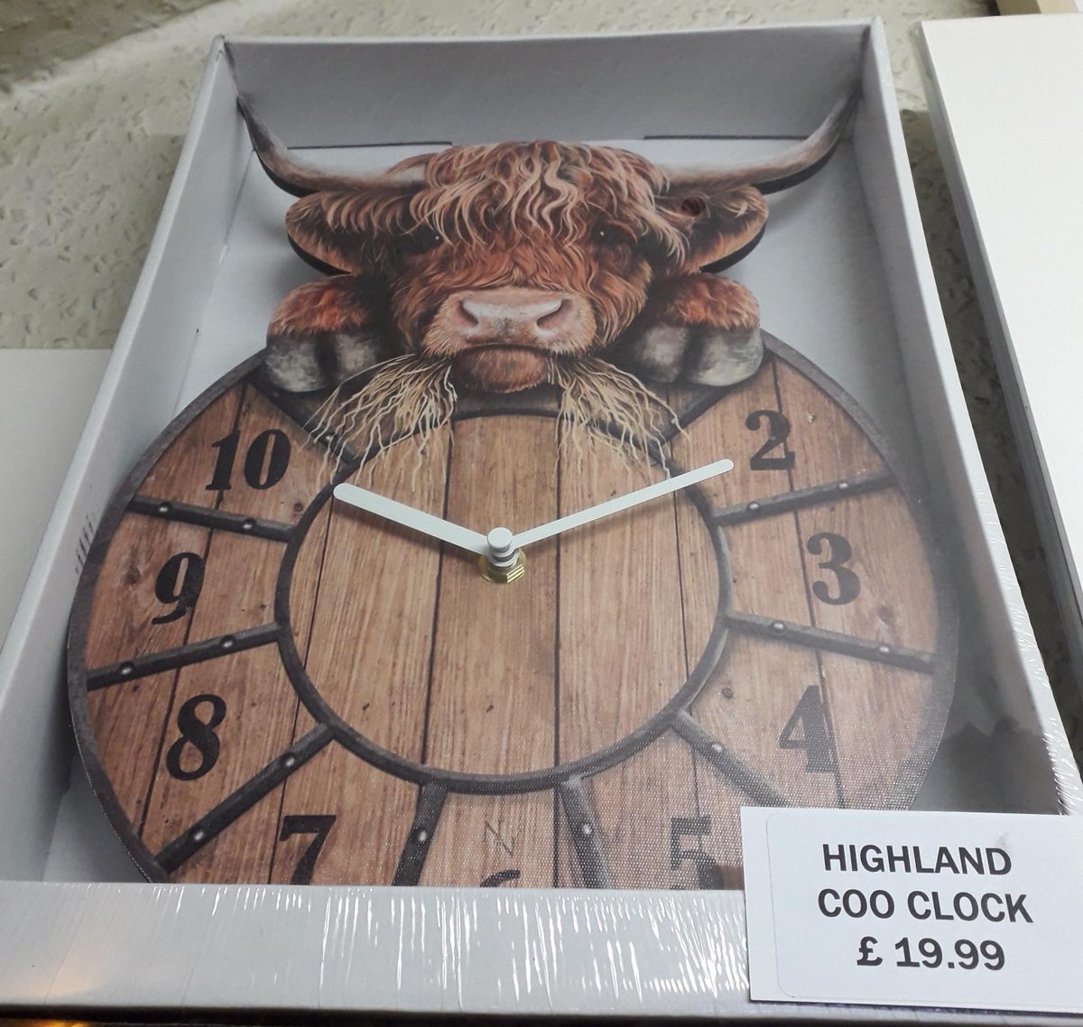 Just arrived. "Highland Coo Clock". Available from our wee shop at 84 West Bow (Victoria Street) #Edinburgh
