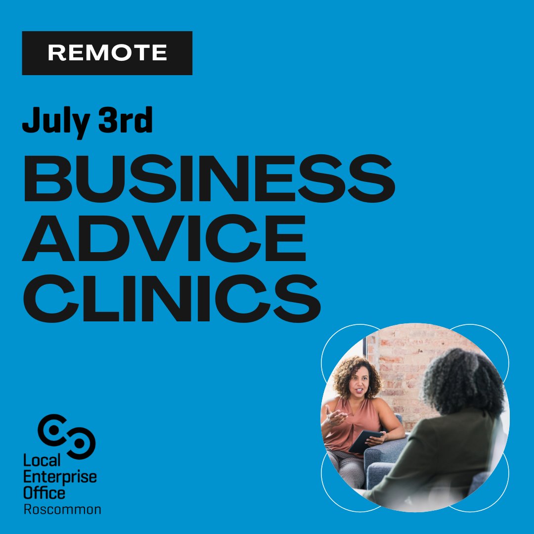 Our business advice sessions are available free of charge to any Roscommon-based business in need of guidance or support.

Our next clinic takes place on July 3rd - book your free meeting now - loom.ly/WkoOgg0