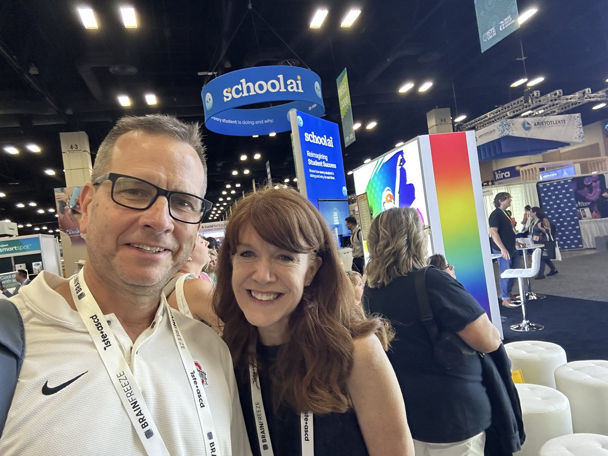 GarthHolman's tweet photo. @shannonmmiller so glad to see you and chat a little after many years!—reminded me of the good times at #blc #ISTELive25 https://t.co/w8Pq0gVGMc