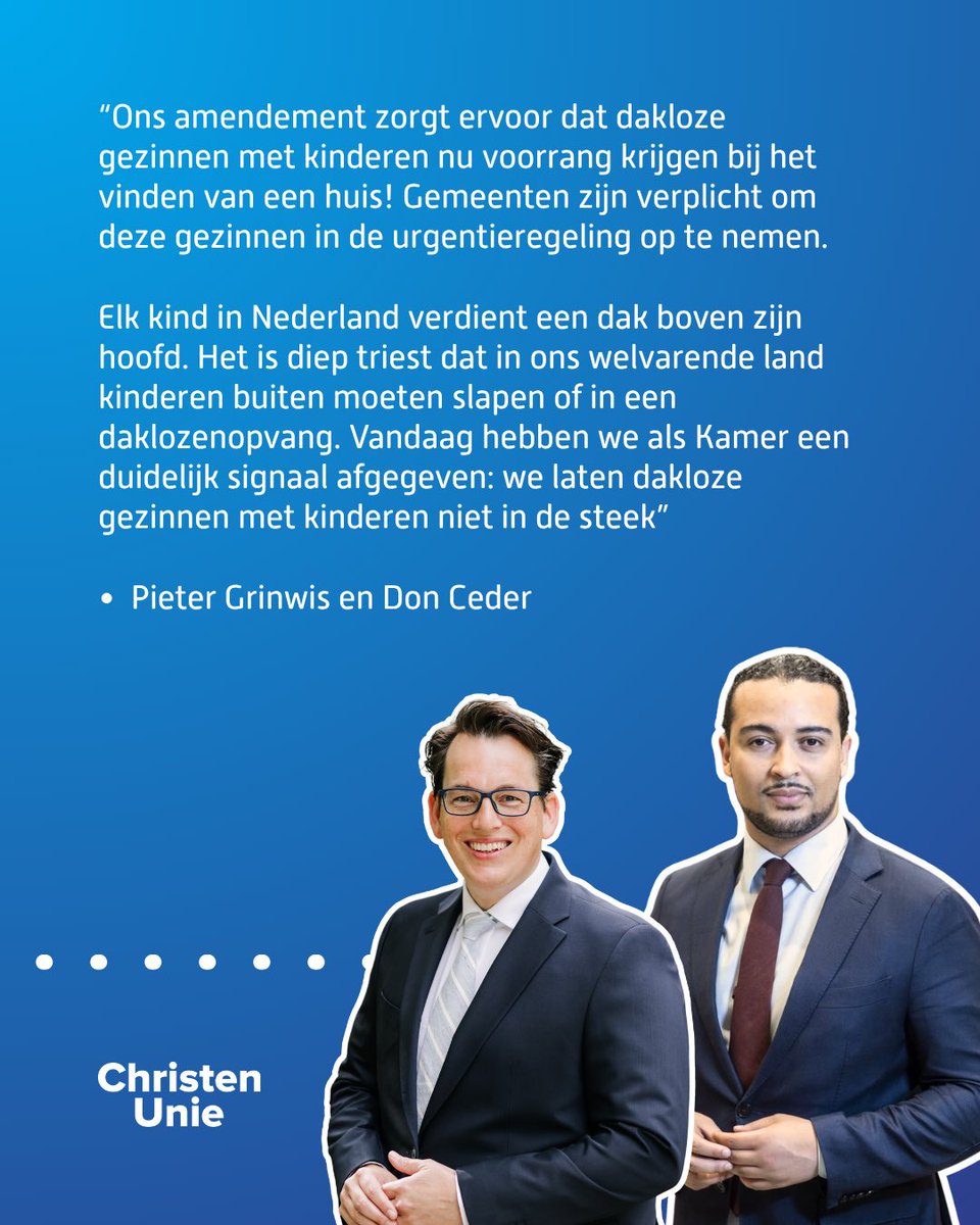 Goed nieuws: een einde aan kinderdakloosheid!
De Tweede Kamer heeft zojuist ons voorstel omarmd om dakloze gezinnen met kinderen prioriteit te geven bij het toewijzen van woningen. Omdat we kwetsbare kinderen niet aan hun lot kunnen overlaten.