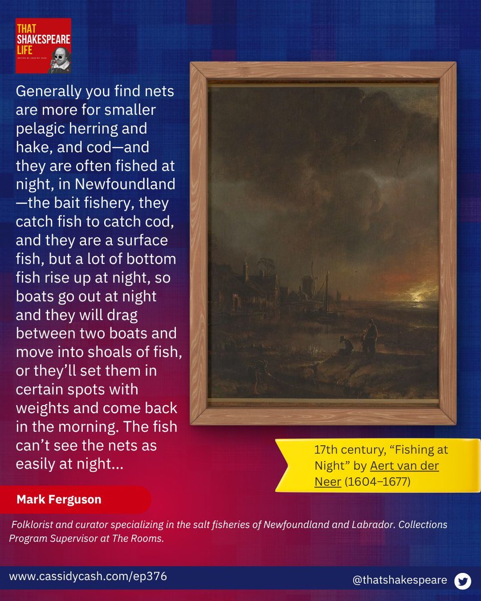 🎣 “The fish can’t see the nets as easily at night…”
In early Newfoundland, 16th-century fishing crews used clever nighttime techniques to haul in cod. Explore the fascinating history of Elizabethan fishing on this week’s episode of That Shakespeare Life:
👉