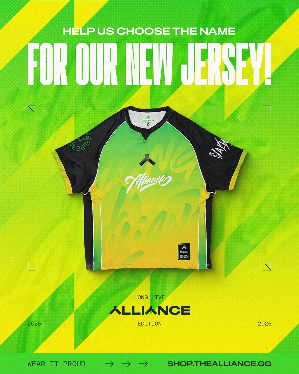 Introducing our NEW jersey!... uh right, it doesn't have a name yet..

That's why we need YOUR help to name this vibrant beauty before it hits the store!💛💚

Leave your vote in the poll below!👇