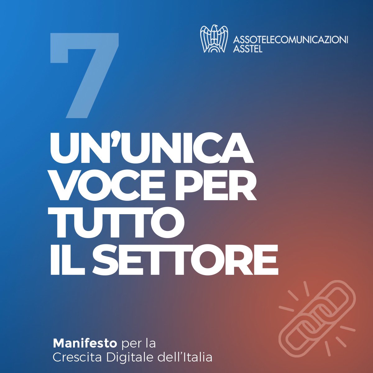 Assotelecomunicazioni (@asstel_it) on Twitter photo Il settore delle #Tlc ha bisogno di una voce unita, per affrontare insieme le sfide del digitale.
7️⃣ Il settimo punto del nostro Manifesto per la Crescita Digitale dell’Italia è: UN’UNICA VOCE PER TUTTO IL SETTORE
Scopri il Manifesto 👉🏻 asstel.it/manifesto/
#ManifestoDigitale Il settore delle #Tlc ha bisogno di una voce unita, per affrontare insieme le sfide del digitale.
7️⃣ Il settimo punto del nostro Manifesto per la Crescita Digitale dell’Italia è: UN’UNICA VOCE PER TUTTO IL SETTORE
Scopri il Manifesto 👉🏻 asstel.it/manifesto/
#ManifestoDigitale