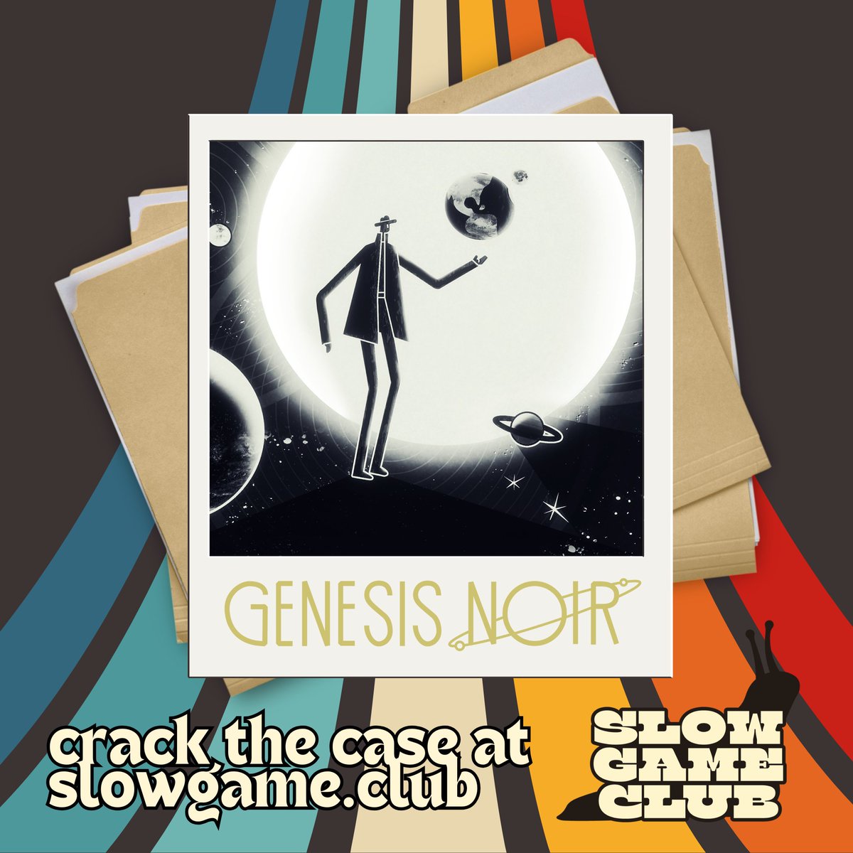 We've just added Genesis Noir to the 'Slow Game Club' - the monthly book club…for games 
🎮
Join access to Genesis Noir plus eleven other Noir &amp; Mystery titles and help raise funds to tackle social mobility in the games industry with Into Games.
👇
🐌 slowgame.club