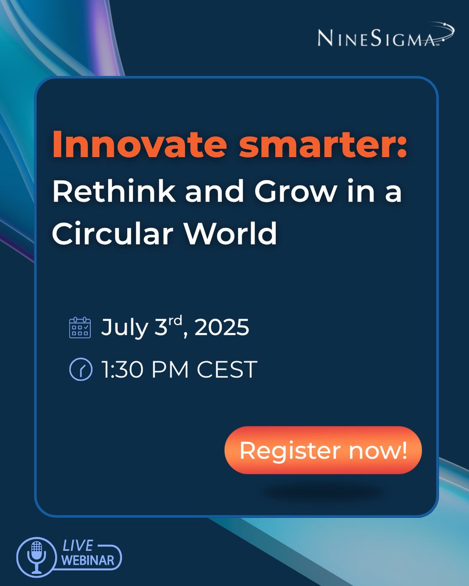 Curious what you'll learn in the webinar?
Here’s a sneak peek!

Register now: hubs.li/Q03vqTRD0

July 3rd, 2025
1:30pm CEST

#Webinar #Innovation #GrowthStrategy #OpenInnovation #NineSigma #CircularEconomy