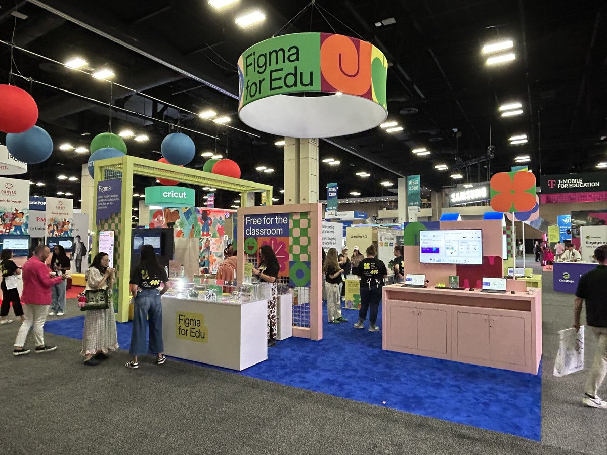 Day 2 of the #ISTELive25 expo hall is set and <a href="/figma/">Figma</a> for Edu is the place to be! Come visit us at Booth #2418! Have a demo session with one of us or sit in on a session in our Teaching Theater and get a ticket to design a hat! 🧢 Sessions each half hour! <a href="/FigmaEdu_Alex/">Alex @ Figma Edu</a>